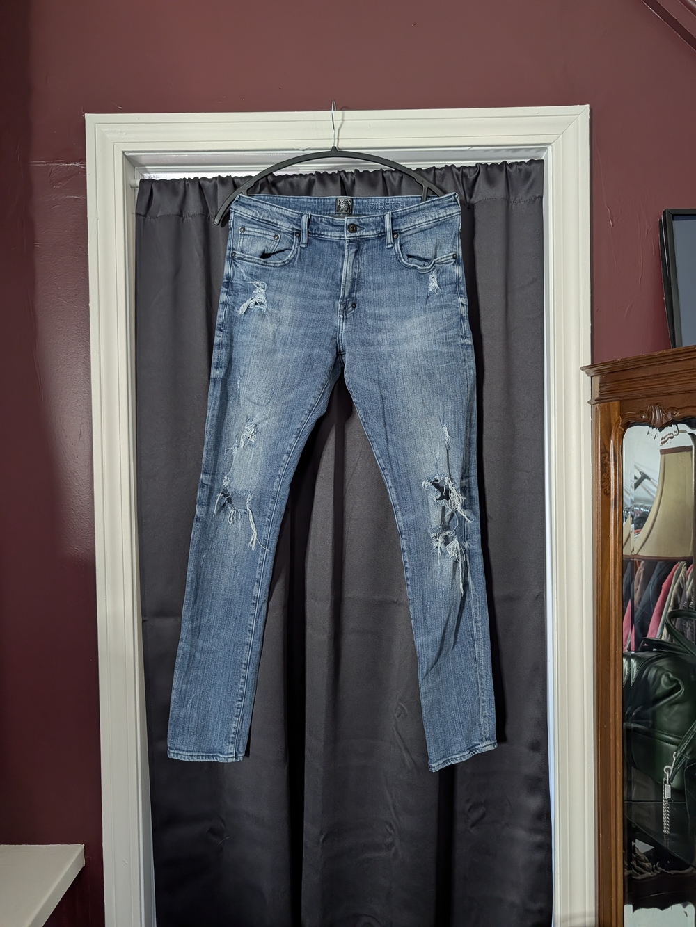 PRPS Windsor Distressed Skinny Stretch Denim Blue Jeans Tagged 32